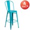 Flash Furniture Teal Metal Outdoor Stool, 30", PK4 4-ET-3534-30-CB-GG - alternate 2