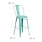 Flash Furniture Mint Green Metal Indoor-Outdoor Barstool with Back, 30" High, PK4 4-ET-3534-30-MINT-GG - alternate 8