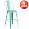 Flash Furniture Mint Green Metal Indoor-Outdoor Barstool with Back, 30" High, PK4 4-ET-3534-30-MINT-GG - alternate 3