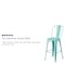 Flash Furniture Mint Green Metal Indoor-Outdoor Barstool with Back, 30" High, PK4 4-ET-3534-30-MINT-GG - alternate 4
