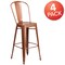 Flash Furniture Copper Metal Indoor-Outdoor Barstool with Back, 30" High, PK4 4-ET-3534-30-POC-GG - alternate 2