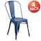Flash Furniture Distressed Antique Blue Metal Indoor-Outdoor Stackable Chair, PK4 4-ET-3534-AB-GG - alternate 3