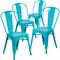 Flash Furniture Crystal Teal-Blue Metal Indoor-Outdoor Stackable Chair, PK4 4-ET-3534-CB-GG - alternate 2