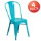 Flash Furniture Crystal Teal-Blue Metal Indoor-Outdoor Stackable Chair, PK4 4-ET-3534-CB-GG - alternate 4