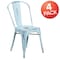 Flash Furniture Distressed Green-Blue Metal Indoor-Outdoor Stackable Chair, PK4 4-ET-3534-DB-GG - alternate 2