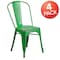 Flash Furniture Distressed Green Metal Indoor-Outdoor Stackable Chair, PK4 4-ET-3534-GN-GG - alternate 2
