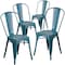 Flash Furniture Distressed Kelly Blue-Teal Metal Indoor-Outdoor Stackable Chair, PK4 4-ET-3534-KB-GG - alternate 5