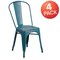 Flash Furniture Distressed Kelly Blue-Teal Metal Indoor-Outdoor Stackable Chair, PK4 4-ET-3534-KB-GG - alternate 2