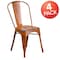 Flash Furniture Distressed Orange Metal Indoor-Outdoor Stackable Chair, PK4 4-ET-3534-OR-GG - alternate 3