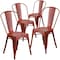 Flash Furniture Distressed Kelly Red Metal Indoor-Outdoor Stackable Chair, PK4 4-ET-3534-RD-GG - alternate 4