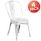 Flash Furniture Distressed White Metal Indoor-Outdoor Stackable Chair, PK4 4-ET-3534-WH-GG - alternate 2