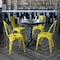 Flash Furniture Distressed Yellow Metal Indoor-Outdoor Stackable Chair, PK4 4-ET-3534-YL-GG - alternate 1