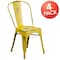Flash Furniture Distressed Yellow Metal Indoor-Outdoor Stackable Chair, PK4 4-ET-3534-YL-GG - alternate 3