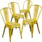 Flash Furniture Distressed Yellow Metal Indoor-Outdoor Stackable Chair, PK4 4-ET-3534-YL-GG - alternate 2