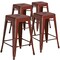 Flash Furniture 4 "H Backless Aged Red Counter Height Stool, PK4 4-ET-BT3503-24-RD-GG - alternate 1