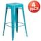 Flash Furniture 30" High Backless Crystal Teal-Blue Barstool, PK4 4-ET-BT3503-30-CB-GG - alternate 3