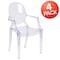 Flash Furniture Max  Ghost Chair with Arms in Transparent Crystal, PK4 4-FH-124-APC-CLR-GG - alternate 6
