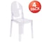 Flash Furniture Ghost Chair with Oval Back in Transparent Crystal, PK4 4-OW-GHOSTBACK-18-GG - alternate 2