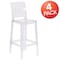 Flash Furniture Ghost Barstool with Square Back in Transparent Crystal, PK4 4-OW-SQUAREBACK-29-GG - alternate 4