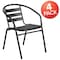Flash Furniture Lila  Black Metal Restaurant Stack Chair with Aluminum Slats, PK4 4-TLH-017C-BK-GG - alternate 2