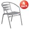 Flash Furniture Lila  Silver Metal Restaurant Stack Chair with Aluminum Slats, PK4 4-TLH-017C-GG - alternate 2