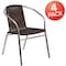 Flash Furniture Commercial Aluminum & Dk Brown Rattan Stack Chair, PK4 4-TLH-020-GG - alternate 3