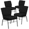Flash Furniture Black Fabric Church Chair, PK4 4-XU-CH0221-BK-SV-BAS-GG - alternate 1