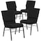 Flash Furniture Black Fabric Church Chair, PK4 4-XU-CH-60096-BK-SV-BAS-GG - alternate 2