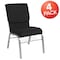 Flash Furniture Black Fabric Church Chair, PK4 4-XU-CH-60096-BK-SV-BAS-GG - alternate 4