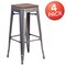 Flash Furniture Clear Backless Metal Stool, 30", PK4 4-XU-DG-TP0004-30-WD-GG - alternate 2