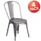 Flash Furniture Lincoln 4 Pack Silver Antique Finish with Clear Coat Metal Indoor Stackable Chair 4-XU-DG-TP001-GG - alternate 3