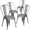 Flash Furniture Lincoln 4 Pack Silver Antique Finish with Clear Coat Metal Indoor Stackable Chair 4-XU-DG-TP001-GG - alternate 2