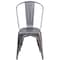 Flash Furniture Lincoln 4 Pack Silver Antique Finish with Clear Coat Metal Indoor Stackable Chair 4-XU-DG-TP001-GG - alternate 6