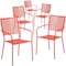 Flash Furniture Coral Steel Patio Arm Chair with Square Back, PK5 5-CO-2-RED-GG - alternate 1