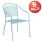 Flash Furniture 5PK Sky Blue Steel Patio Arm Chair with Round Back 5-CO-3-SKY-GG - alternate 10