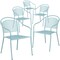 Flash Furniture 5PK Sky Blue Steel Patio Arm Chair with Round Back 5-CO-3-SKY-GG - alternate 3