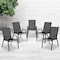 Flash Furniture Black Outdoor Stack Chair w/ Flex Material, PK5 5-JJ-303C-GG - alternate 1