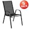 Flash Furniture Black Outdoor Stack Chair w/ Flex Material, PK5 5-JJ-303C-GG - alternate 8