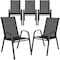 Flash Furniture Black Outdoor Stack Chair w/ Flex Material, PK5 5-JJ-303C-GG - alternate 6