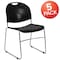 Flash Furniture Black Stack Chair-Chrome Frame, PK5 5-RUT-188-BK-CHR-GG - alternate 3