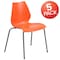 Flash Furniture Orange Plastic Stack Chair, PK5 5-RUT-288-ORANGE-GG - alternate 2