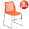 Flash Furniture Org Plastic Sled Stack Chair, PK5 5-RUT-498A-ORANGE-GG - alternate 2