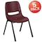 Flash Furniture Burgundy Plastic Stack Chair, PK5 5-RUT-EO1-BY-GG - alternate 2