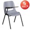 Flash Furniture Gray Ergonomic Shell Chair with Right Handed Flip-Up Tablet Arm, PK5 5-RUT-EO1-GY-RTAB-GG - alternate 2