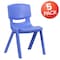 Flash Furniture Blue Plastic Stackable School Chair with 15.5" Seat Height, PK5 5-YU-YCX-005-BLUE-GG - alternate 2