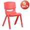 Flash Furniture Red Plastic Stackable School Chair with 15.5" Seat Height, PK5 5-YU-YCX-005-RED-GG - alternate 5