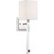 Nuvo Thompson 1-Light Wall Sconce - Polished Nickel Finish with White Linen Shade 60/6682 - alternate 3