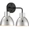 Nuvo Sloan 2-Light Vanity - Matte Black Finish with Polished Nickel Shade 60/6772 - alternate 3