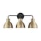 Nuvo Sloan 3-Light Vanity - Matte Black and Burnished Brass Finish 60/6793 - alternate 1