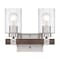 Nuvo Arabel 2-Light Vanity - Brushed Nickel and Nutmeg Wood Finish with Clear Seeded Glass 60/6962 - alternate 1
